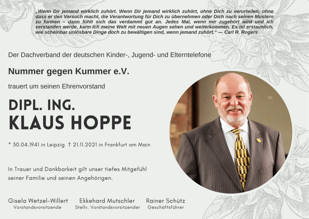 Trauerkarte Klaus Hoppe